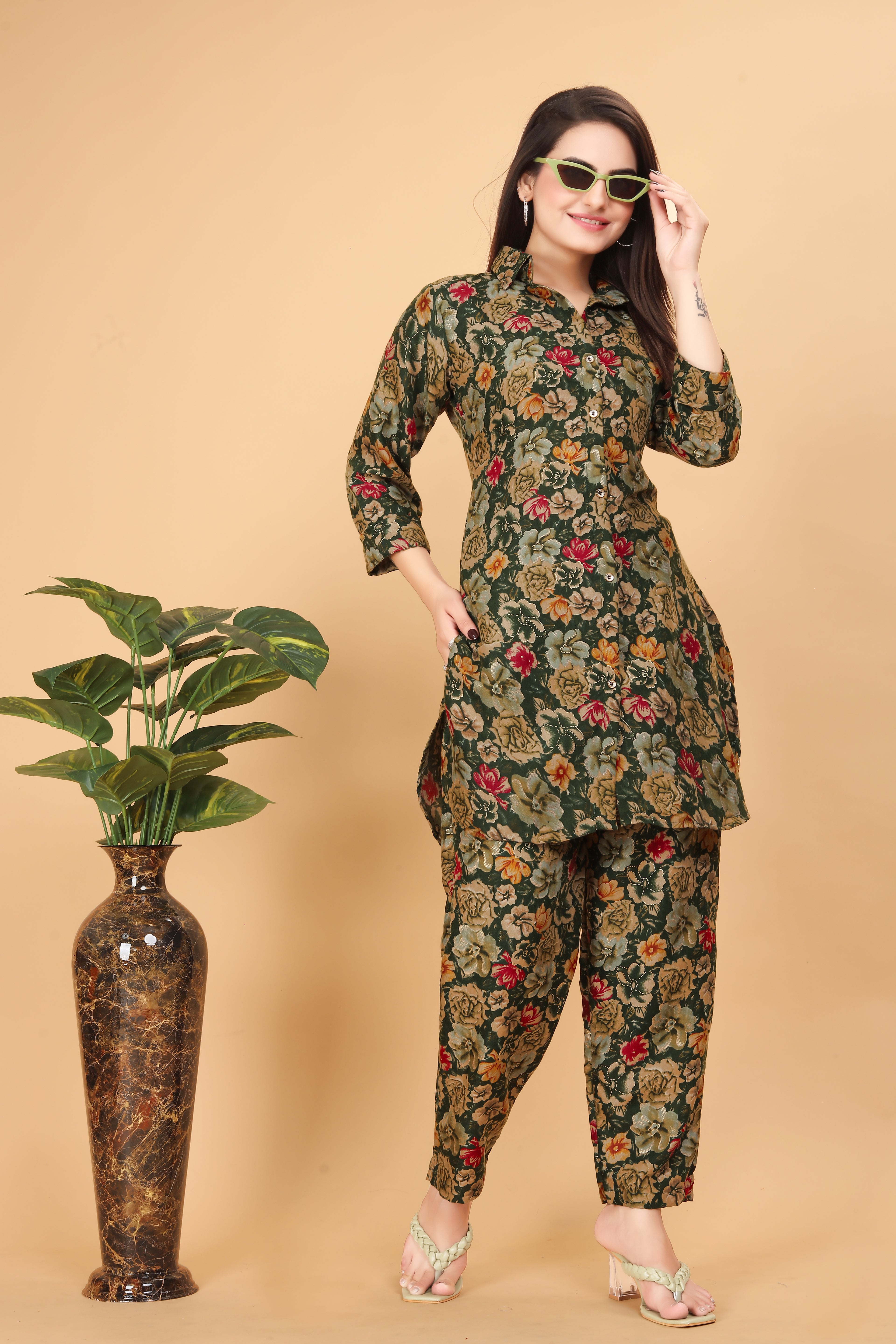 Fumka Women's Floral Printed Rayon Co-Ord Set