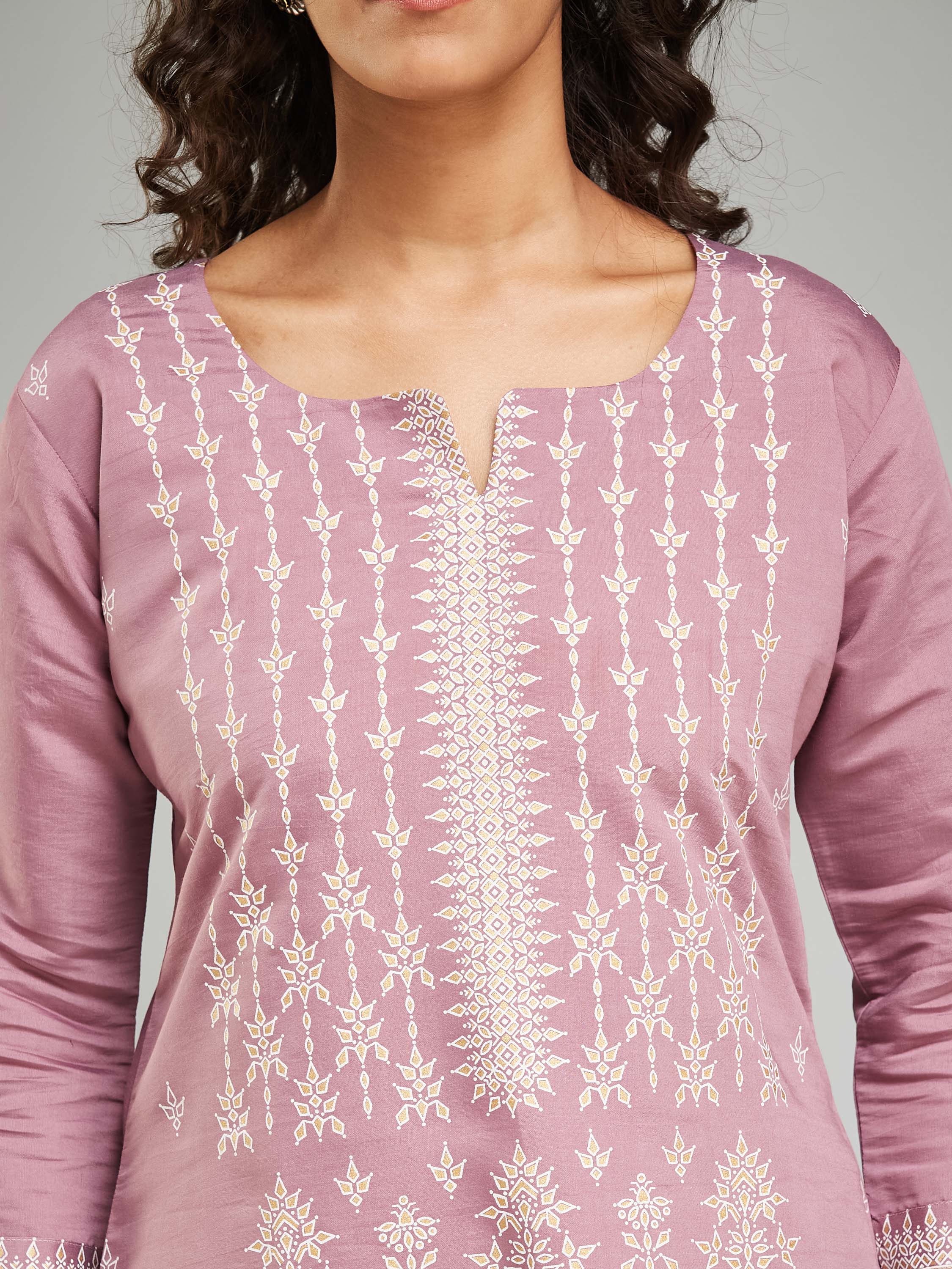 Fumka Women's Viscose Chanderi Kurta Pant and Dupatta Set with Luxe Prints and Contemporary Embellishment