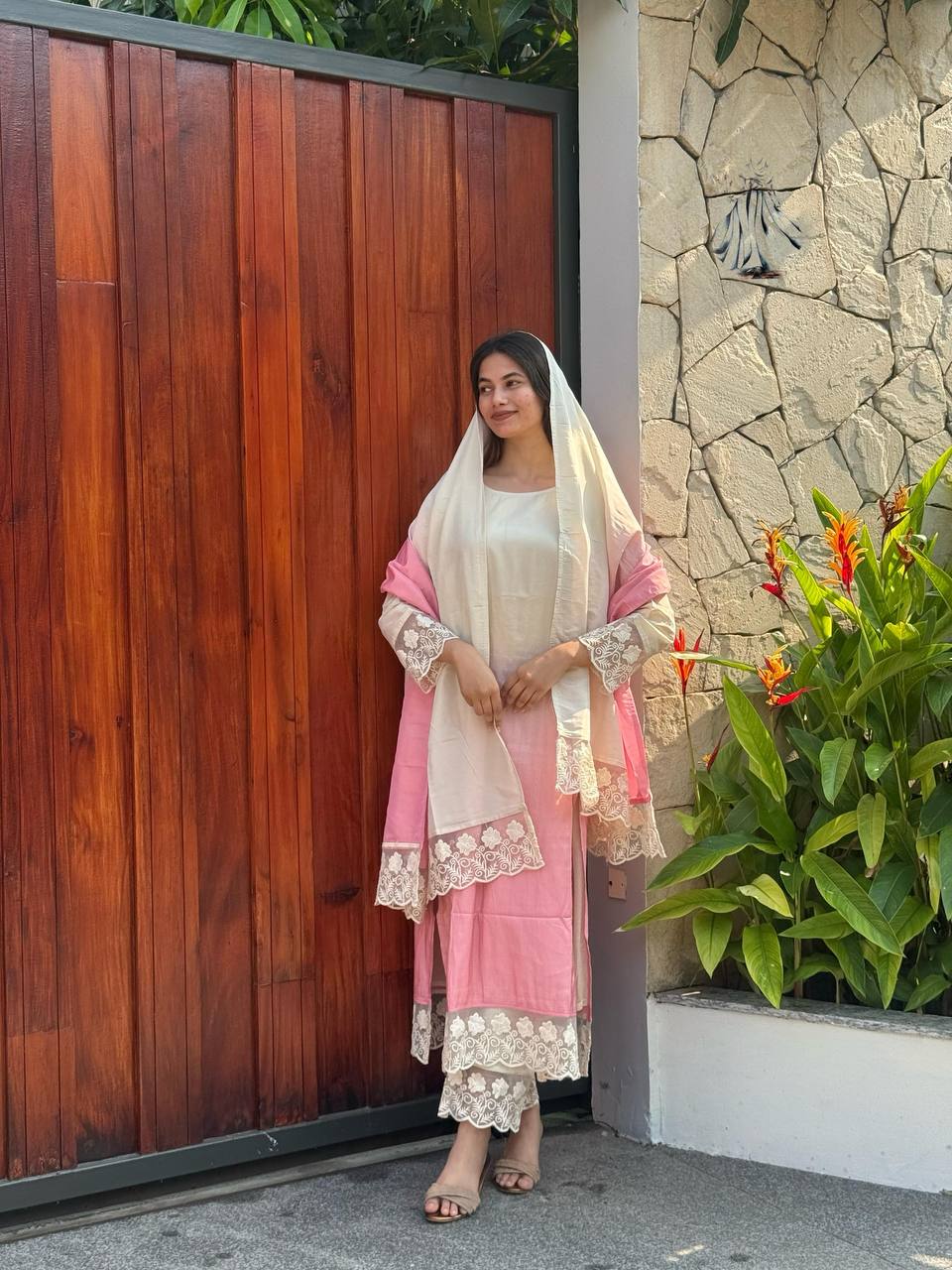 Fumka Presents! Designer Wear Trending Maslin Top with Printed Work, Pant &  Dupatta Set