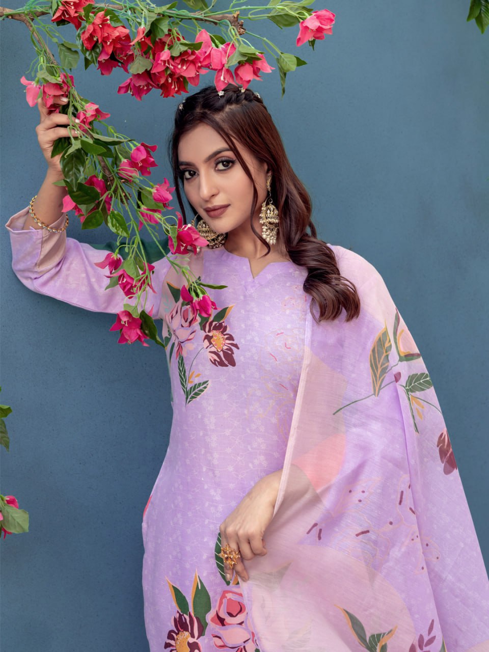 Printed Cotton Blend Kurti Pant Dupatta Set – Fully Stitched Elegance in Vibrant Colors