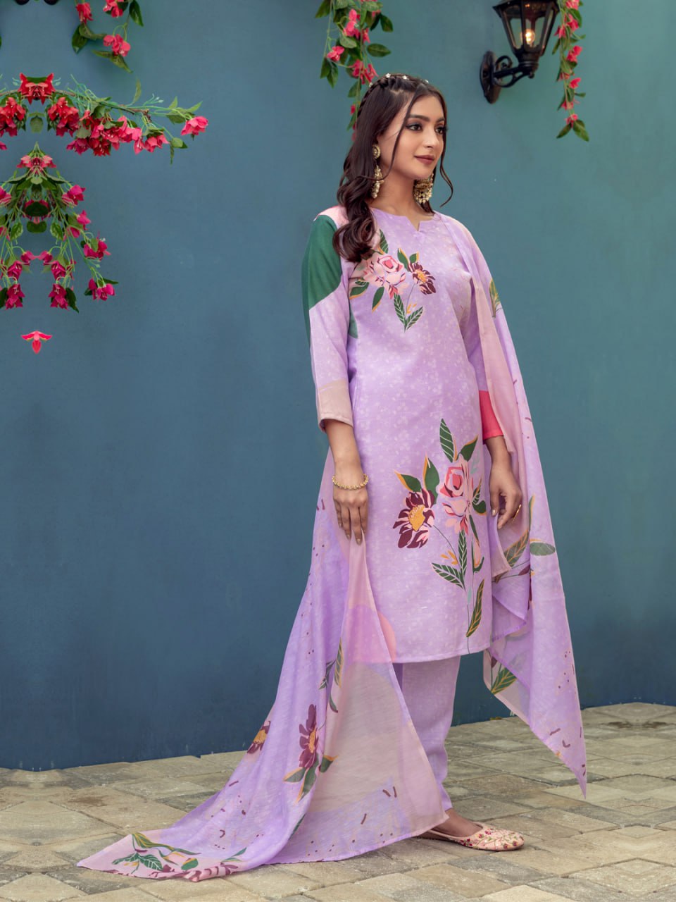 Printed Cotton Blend Kurti Pant Dupatta Set – Fully Stitched Elegance in Vibrant Colors