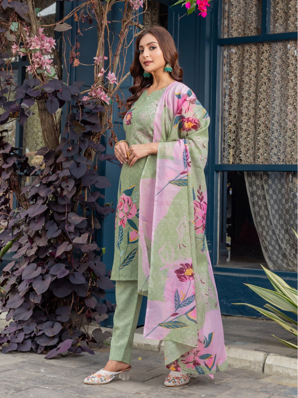 Printed Cotton Blend Kurti Pant Dupatta Set – Fully Stitched Elegance in Vibrant Colors