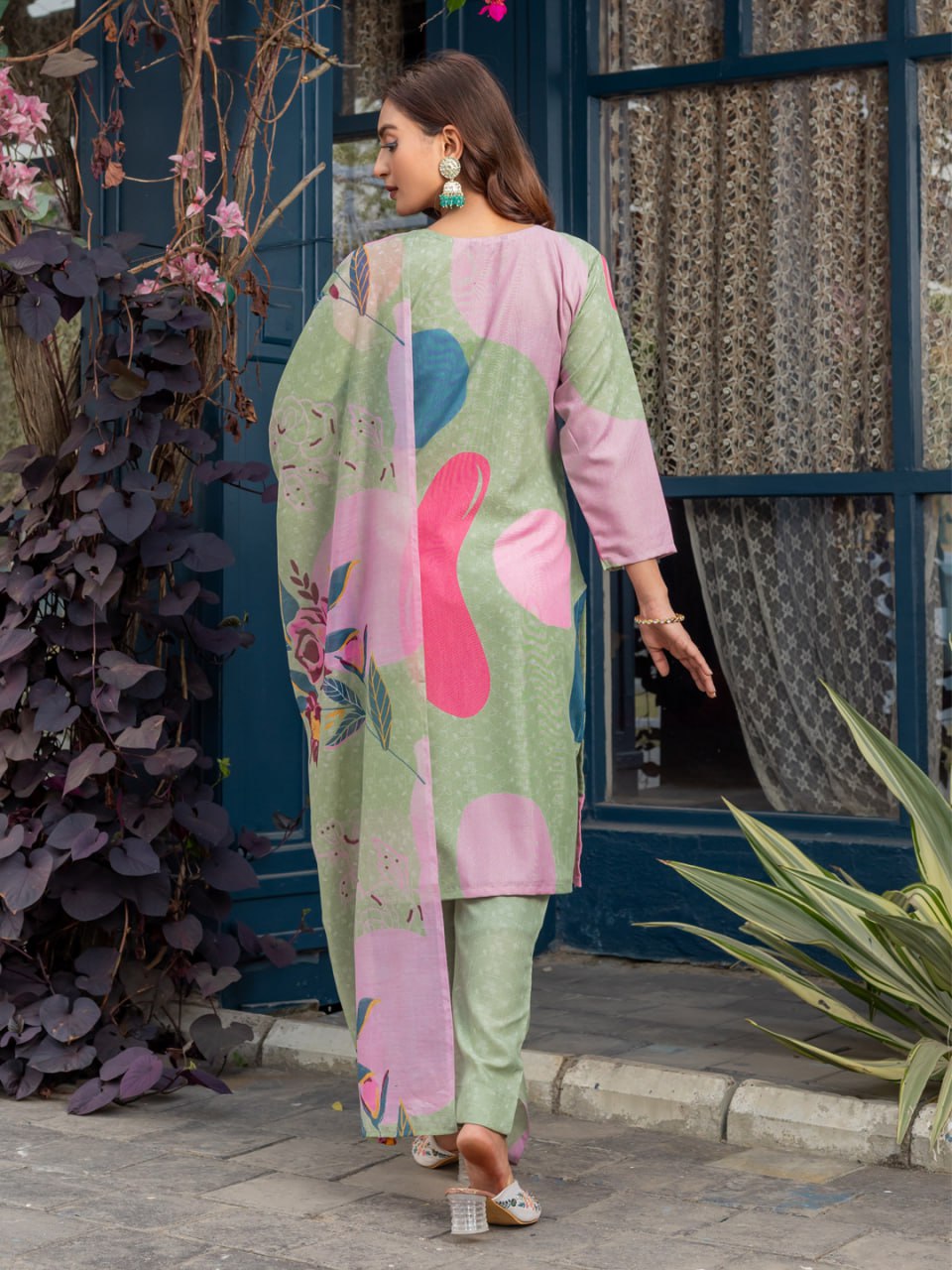 Printed Cotton Blend Kurti Pant Dupatta Set – Fully Stitched Elegance in Vibrant Colors