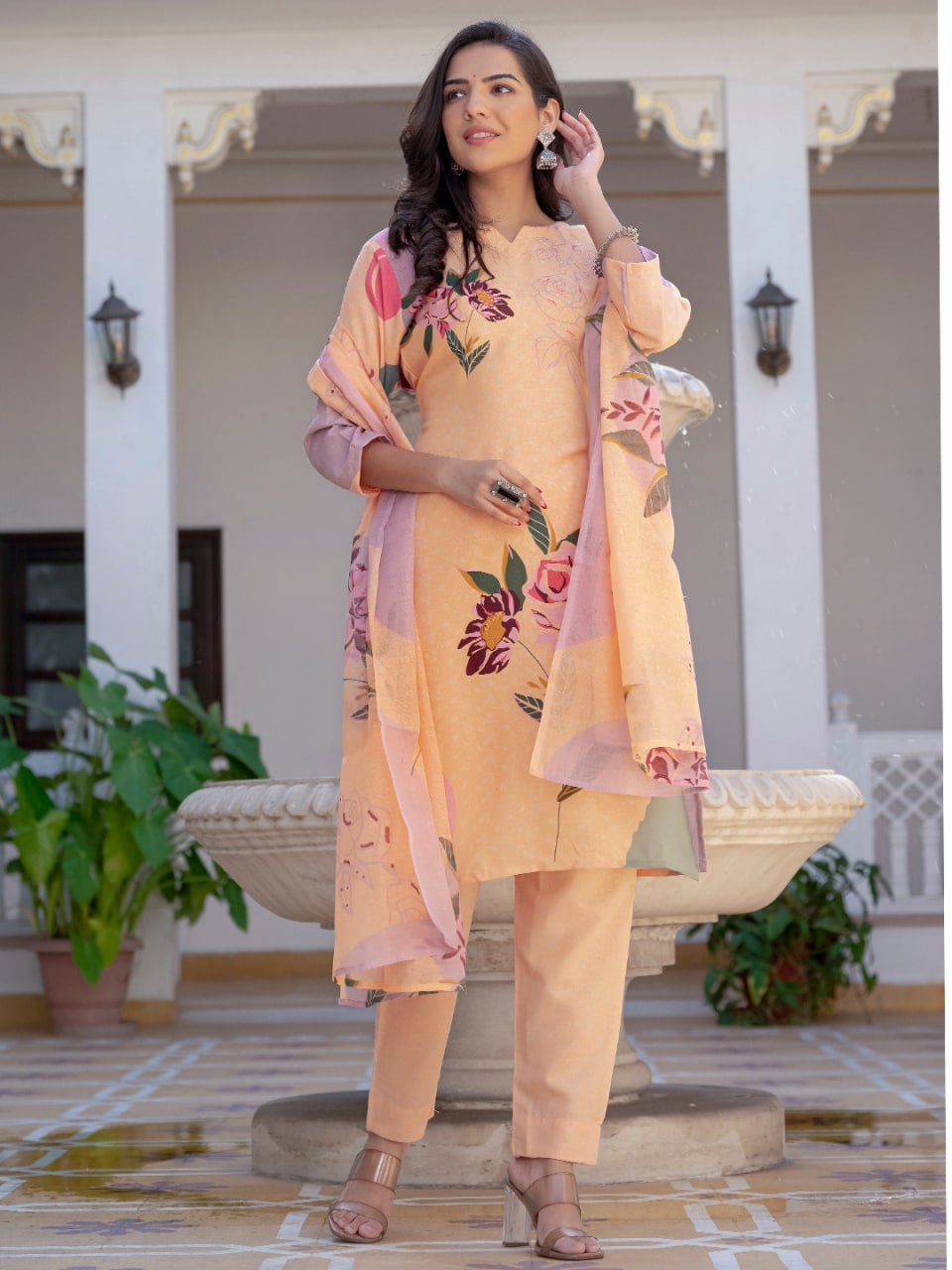 Printed Cotton Blend Kurti Pant Dupatta Set – Fully Stitched Elegance in Vibrant Colors