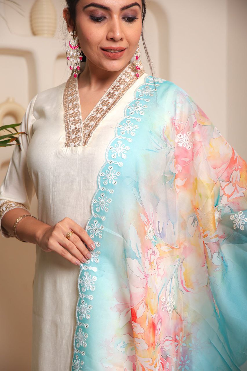 Fumka Chanderi Cotton Kurti Set with Full Inner for a perfect blend of comfort and grace!