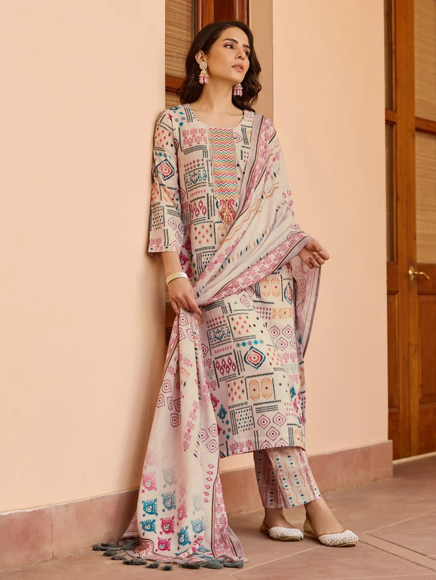 Fumka Cotton Kurti Set with Chanderi Dupatta a perfect blend of comfort and grace!
