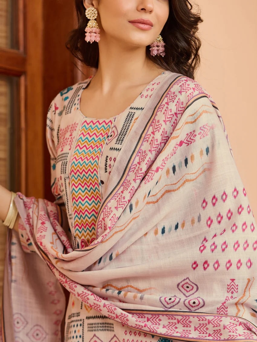 Fumka Cotton Kurti Set with Chanderi Dupatta a perfect blend of comfort and grace!