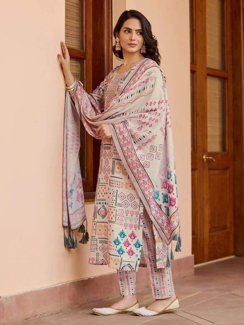 Fumka Cotton Kurti Set with Chanderi Dupatta a perfect blend of comfort and grace!