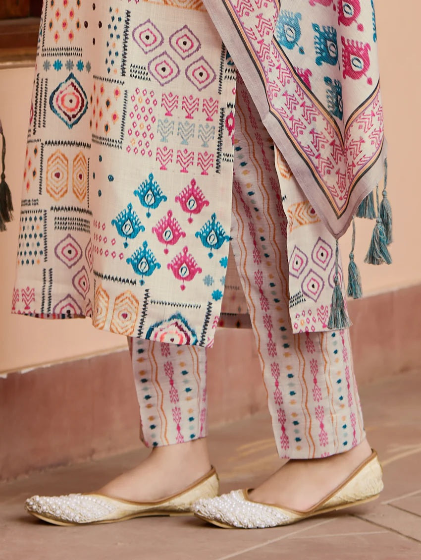 Fumka Cotton Kurti Set with Chanderi Dupatta a perfect blend of comfort and grace!