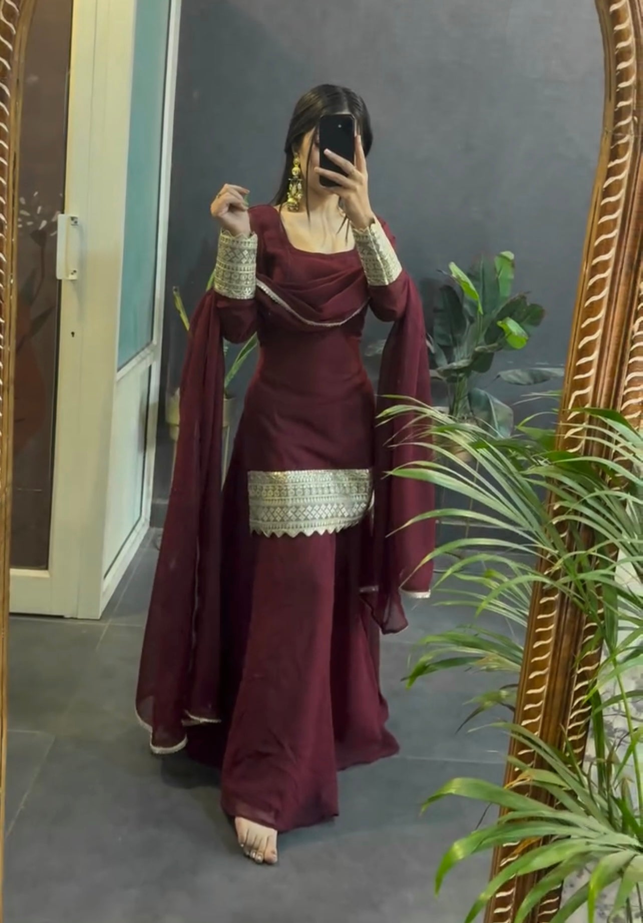 Elegant Embroidered Georgette Suit