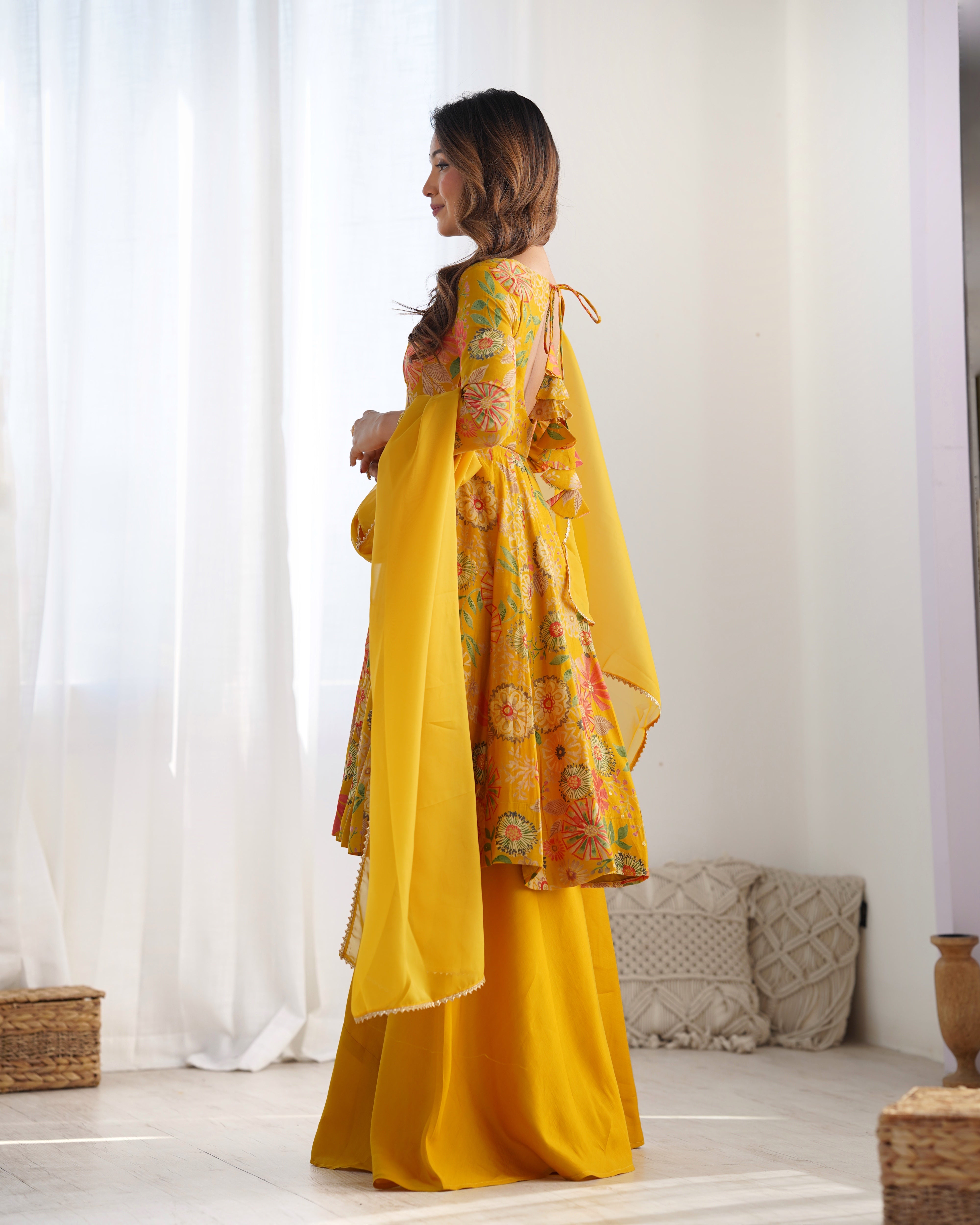 The Charm of Vibrant Traditions Yellow Kurat Set