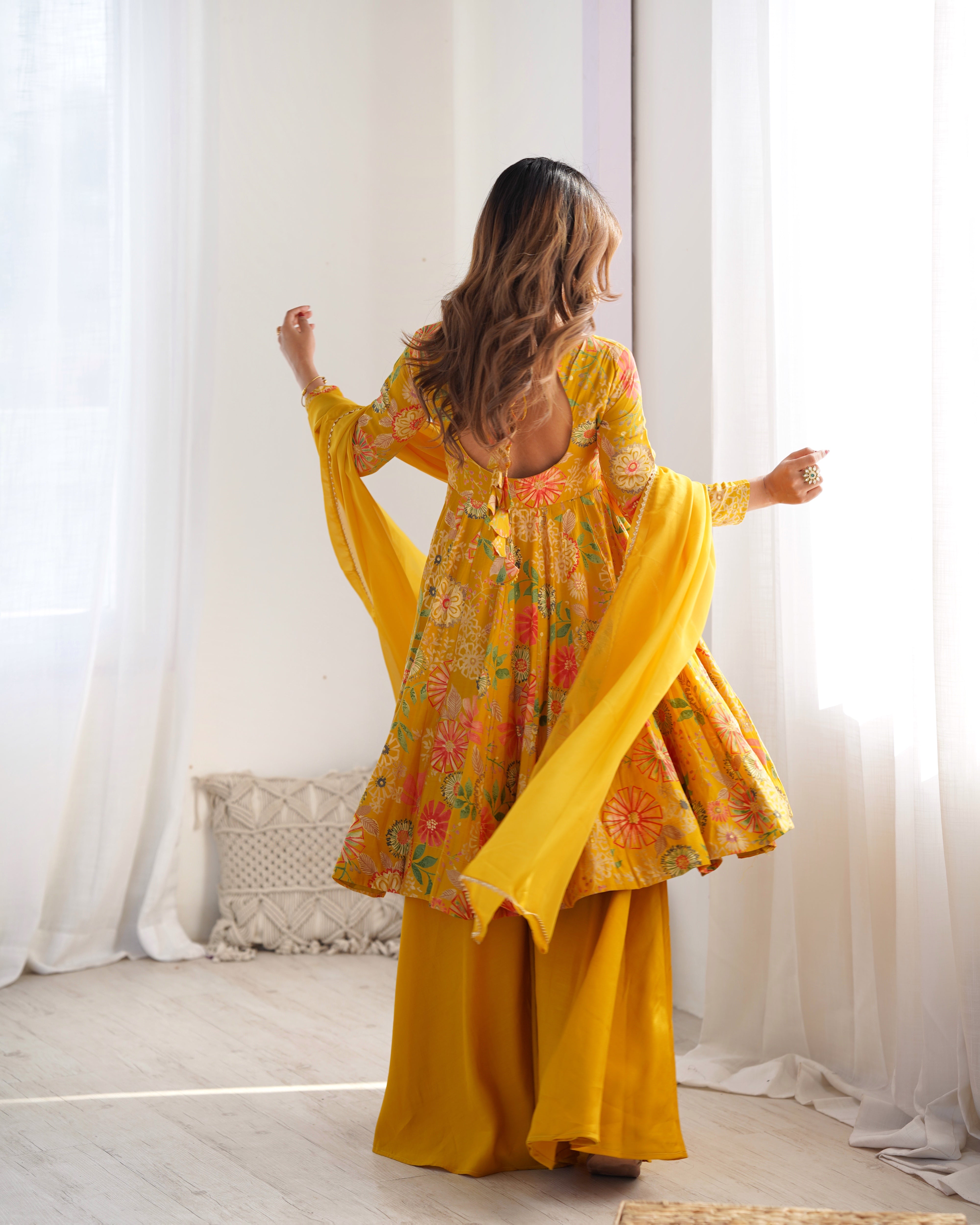 The Charm of Vibrant Traditions Yellow Kurat Set