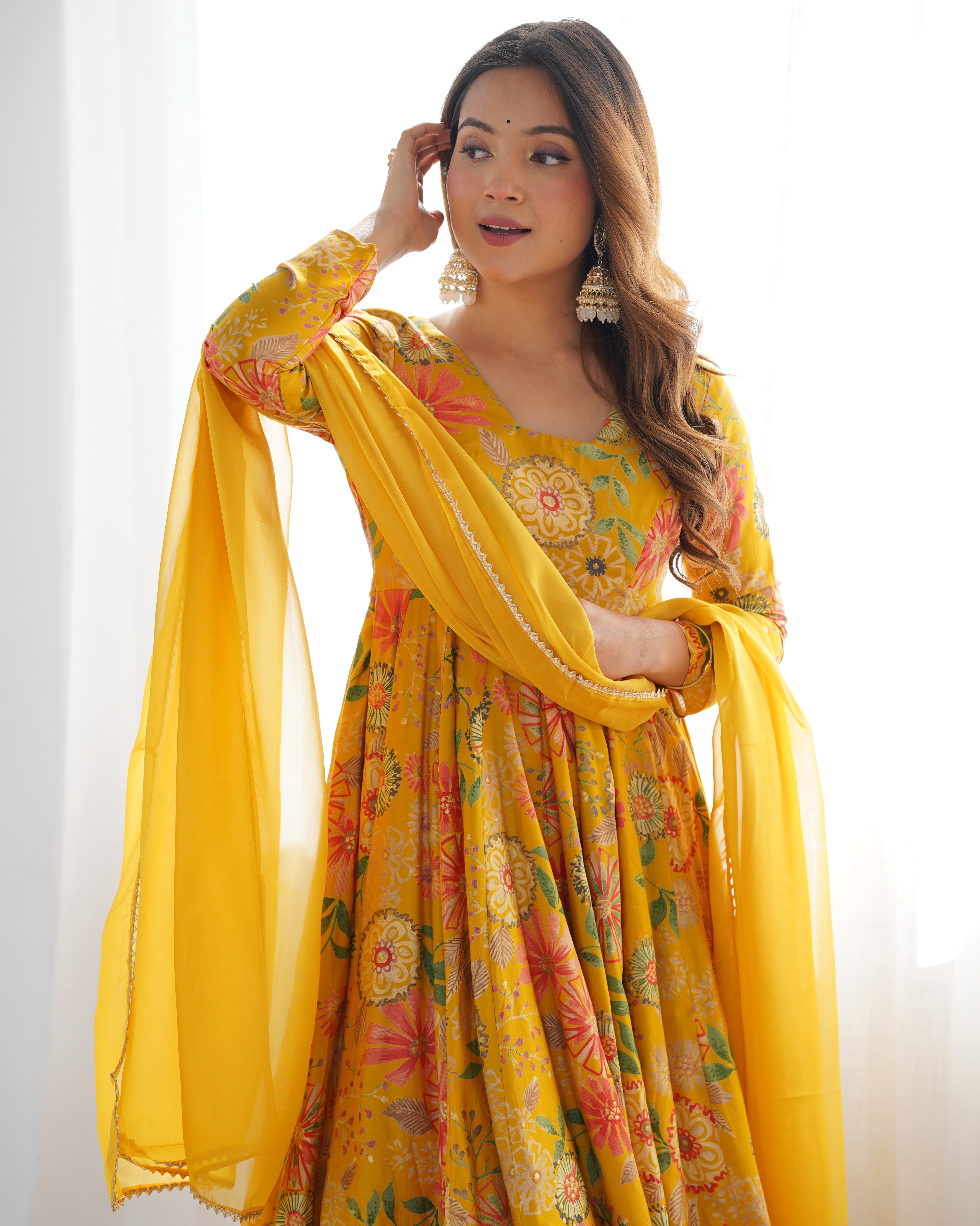 The Charm of Vibrant Traditions Yellow Kurat Set