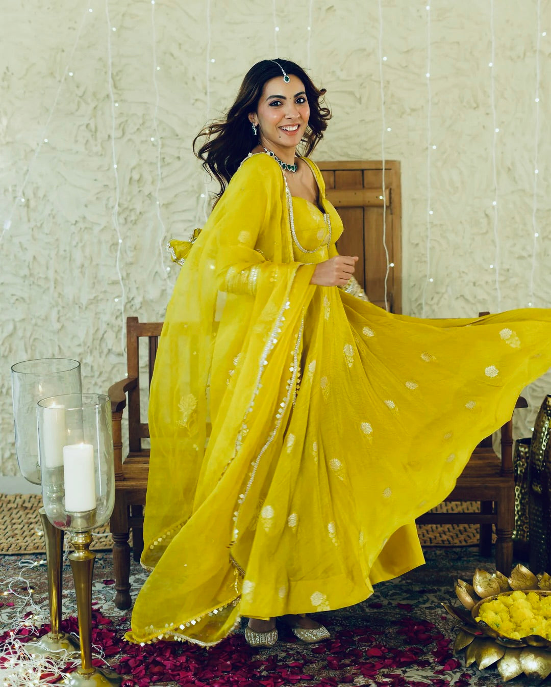 Chinon Silk Gown Set with Exquisite Embroidery and Matching Pant – A Perfect Fusion of Elegance and Style!