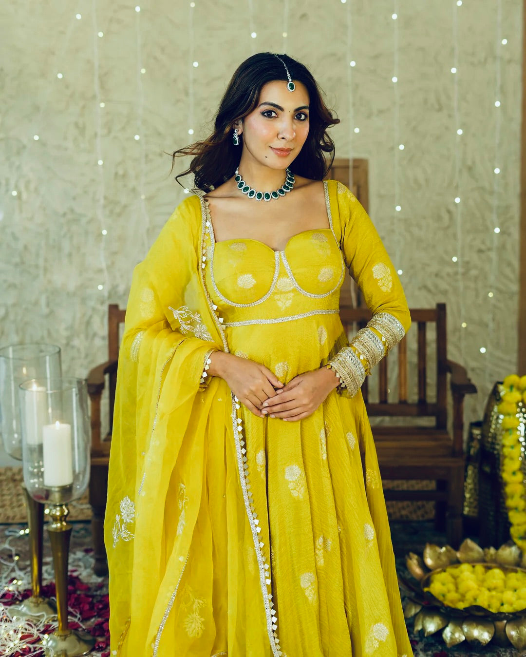 Chinon Silk Gown Set with Exquisite Embroidery and Matching Pant – A Perfect Fusion of Elegance and Style!