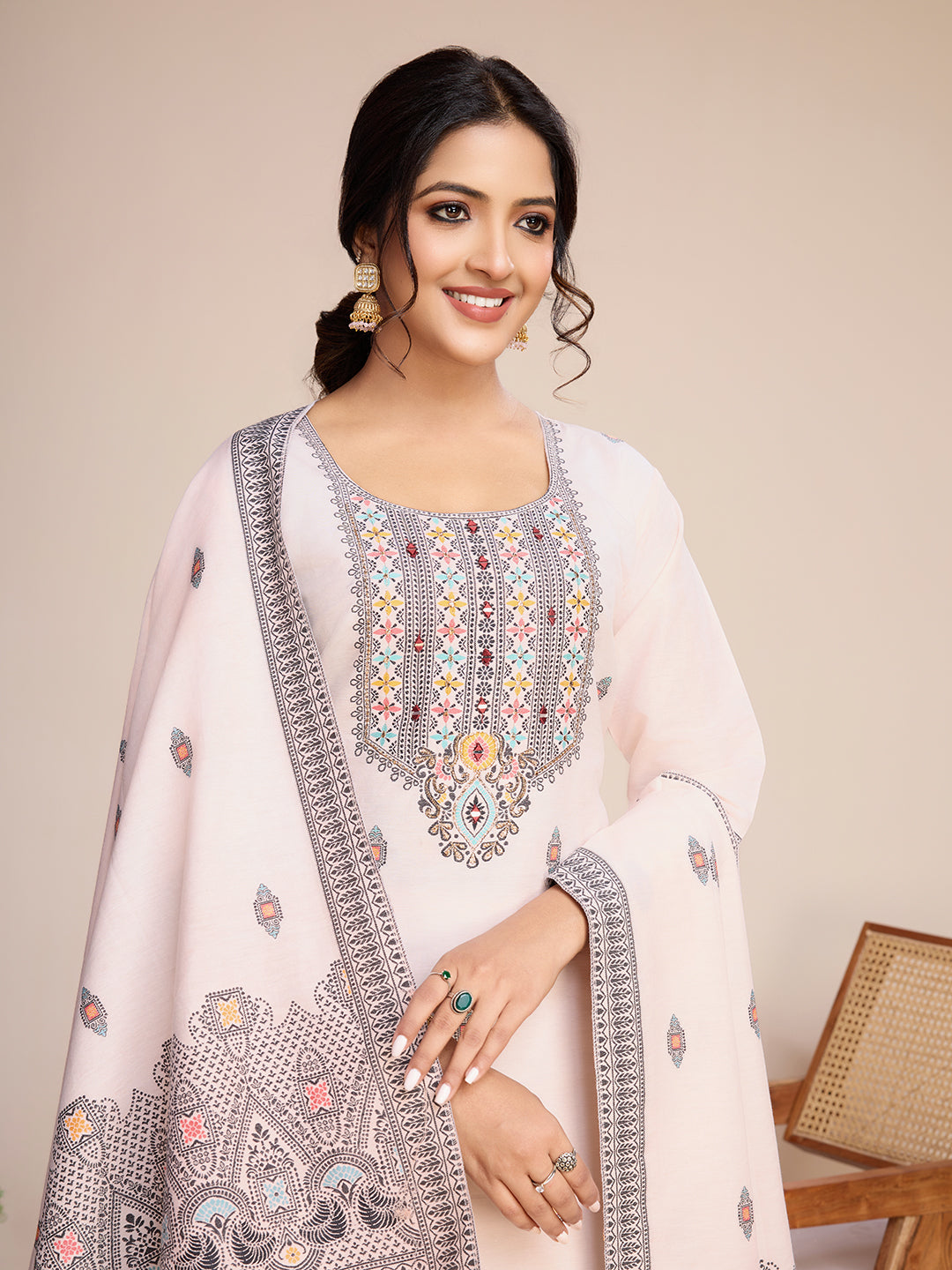 Fumka Pure Cotton Jacquard Kurti with elegant Mirror Work, Comes with an inner lining for a perfect fit.