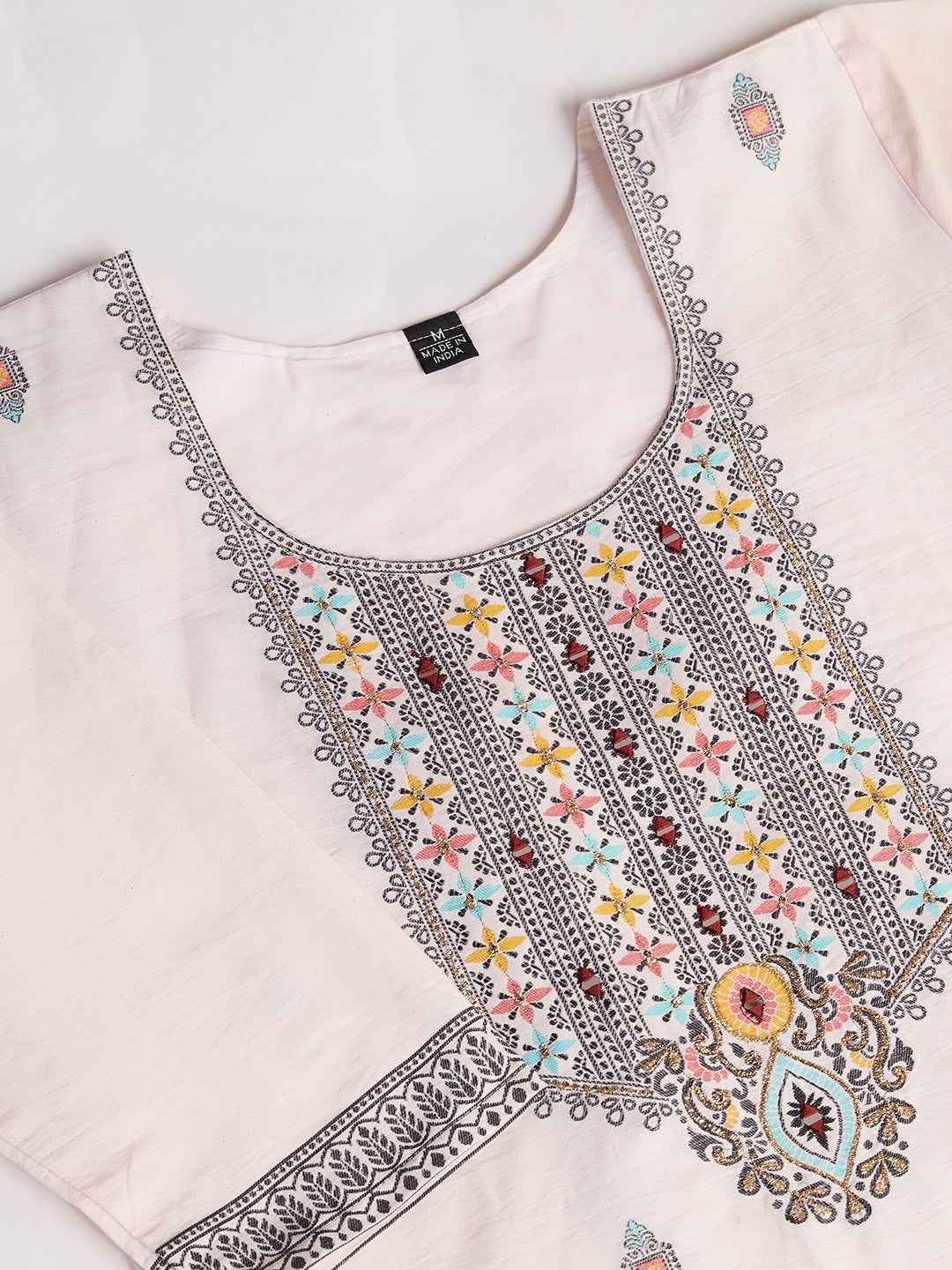 Fumka Pure Cotton Jacquard Kurti with elegant Mirror Work, Comes with an inner lining for a perfect fit.