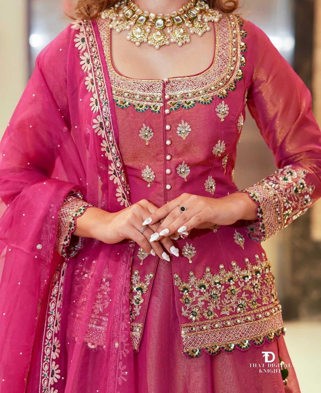 Luxurious Ethnic Sharara Suit Set with Exquisite Embroidery Work
